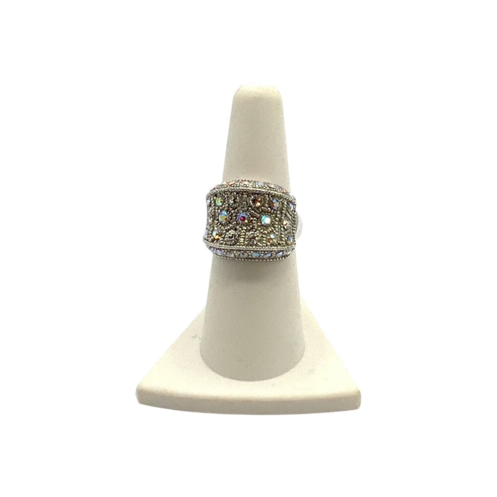 Rhinestone silver tone sparkly glamorous ring by Lia Sophia bling